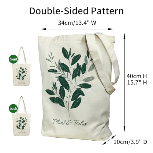 itgowisa Canvas Tote Bag for Women, Tote Bag with Zipper Inner Pocket, Zippered Canvas Bag for Shopping Work Grocery Everyday - style: Scandinavian Style