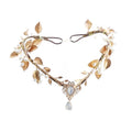 Vivivalue Golden Fairy Crown Flower Headband Elf Floral Headpiece Hair Wreath Woodland Forest Even Circlet for Women Halloween Renaissance Wedding Bridal Cosplay Prom Photo - color: golden
