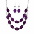 2 Layered Chunky Beaded Shell Necklace for Women Sea Shell blue/yellow/red/green/turquoise/teal/white Statement Necklace and Earring Set Elegant Women Necklace Set Jewelry Sets for Women - color: Purple