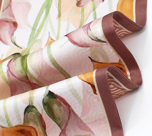 ANDANTINO 100% Silk Scarf for Women 59”*6.3” Long Shawls for Headscarf and Neck- Oblong Hair Wraps with Gift Packed - color: Callas-pink