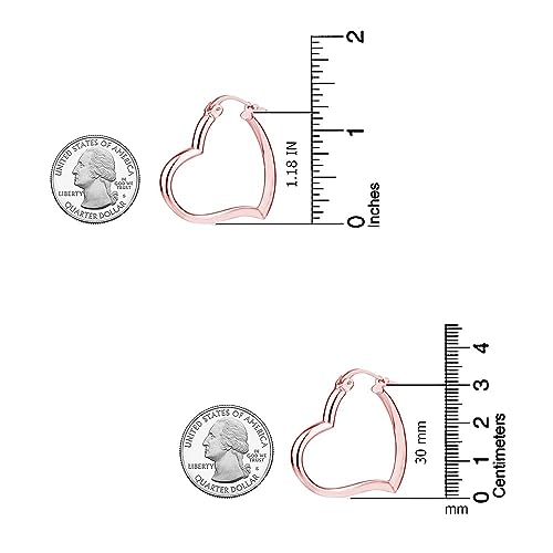 LeCalla 925 Sterling Silver Heart Hoop Earrings for Women | Love Theme Heart Shaped Hoop Earring | Womens Italian Love Heart Earrings Hoops - color: Rose Heart Hoop