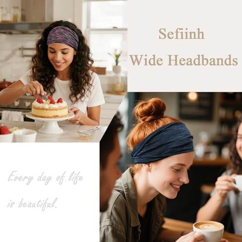 Sefiinh Headbands For Women Headband Elastic Soft Head Bands For Women's Hair Accessories Womens Fashion Yoga Fabric Hair Band Space Dye 6 Pcs - color: Space Dye