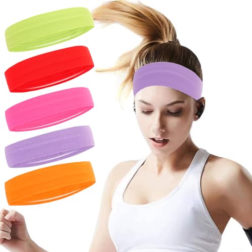 Workout Headbands Non Slip Headband Sport Headbands Sweatbands Elastic Sport Hair Bands for Sports Travel Indoor Fitness Gym - color: solid12