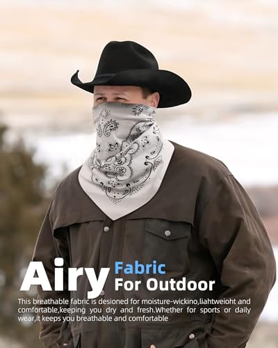 27.5 Inches Western Bandana Scarf With Leather Scarf Buckle, 100% Cotton Neck Scarf for Men Cowboy Scarves - color: White