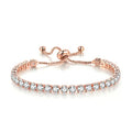Tennis Chain Rhinestone Beads Slider Bracelet 14K Gold Silver Plated Adjustable Crystal Seed Bracelet for Women Wedding Party Geometric Jewelry Gift - color: B rose gold