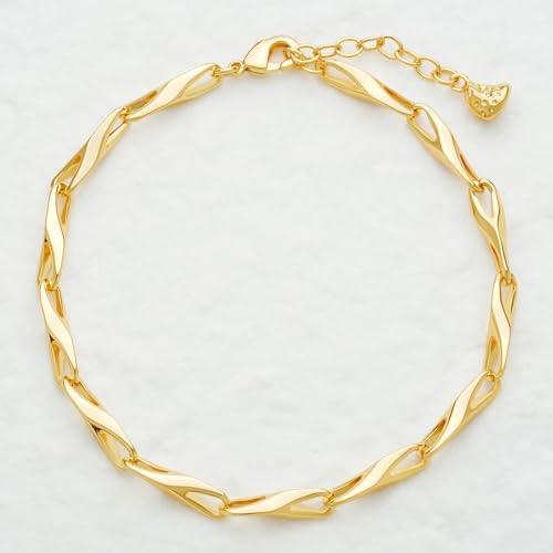 BENEIGE Women Bracelet 14K Gold Plated Paperclip Satellite Bead Ball Oval Cuba Cable Box Chain Daily Charm Layered Link Silver Bracelets Adjustable Jewelry - style: Link YB