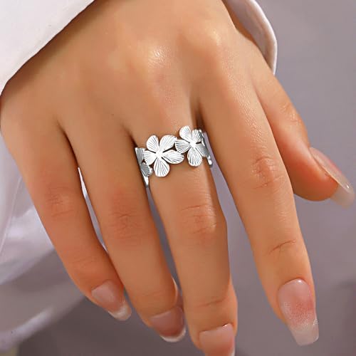 Thumb Rings for Women Chunky Gold Rings for Women Non Tarnish Stainless Steel Adjustable Rings Thumb Silver Ring Wave Curve Ring Dainty Unique Rings - style: 2 - S
