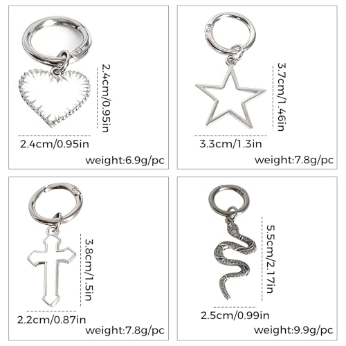 2pcs Shoe Charm Chain,Punk Silver Star Boot Chains for Women,Gilrs,Shoelace Jewelry Chain Charms,Handbag Chain,Shoe Charms Accessories for Sneakers,Doc Martens,Casual Shoes,Bag,Keychain