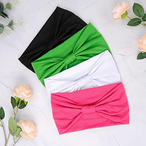 Huachi Wide Headbands for Women Black Stylish Head Wraps Summer Boho Thick Hairbands Large Pink African Sport Yoga Turban Headband Hair Accessories (Pack of 4) - color: Headbands 3