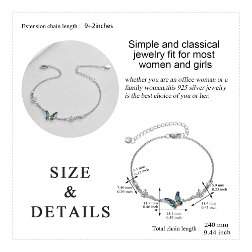 YAFEINI Ankle Bracelets for Women Sterling Silver Mermaid Turtle Ladybug Butterfly Moon Star Pineapple Anklet Link Chain Anklets Jewelry Gifts for Women - style: Butterfly anklet