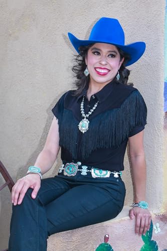 Montana West Rustic Couture's Large Western Concho Metal Belts for Women Cowgirl - color: Baby Turquoise