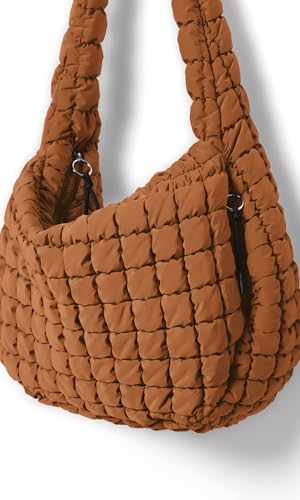 ODODOS Quilted Carryall Tote Bag for Women Crossbody Hobo Lightweight Padding Shoulder Bag - color: Glazed Ginger