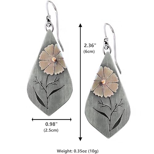 Boho Earrings, Statement Earrings, Teardrop Sunflower Earrings, Dangle Ethnic Earrings for Women, Handmade Bohemian Trendy Boho Vintage Jewelry - style: Flower