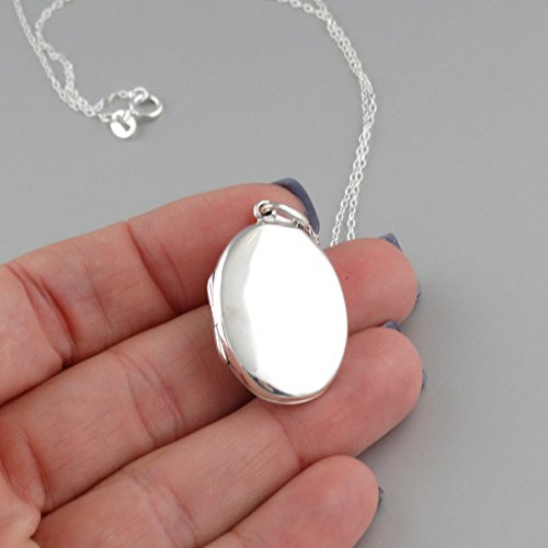 FashionJunkie4Life Sterling Silver Oval Locket Necklaces for Women, 18" Cable Chain - style: Double Layered