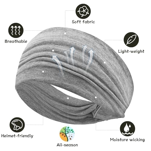 S&N Remille Wide Headbands for Women, Large Hairband, Elastic Non-Slip Headband Twist Knotted Accessories, Yoga Workout Vintage Hair 3 Pack (Colour-9) - color: Colour-9