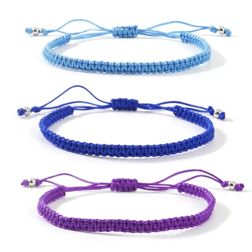 Caiyao 3Pcs Multicolor Handmade Friendship Braided Charm Bracelets Anklets Colorful Ajdjustable Woven Rope String Bracelets for Women Men Couple Summer Beach Surfer Boho Holiday Jewelry Gifts - style: SetE