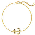 LOYATA Dainty Ankle Bracelet,14K Gold Plated Tiny Bead Anklet Dainty White Cubic Zirconia Cross Tassel Foot Chain Cute Lucky Moon Evil Eye Foot Jewelry Boho Anklets for Women - color: Anchor
