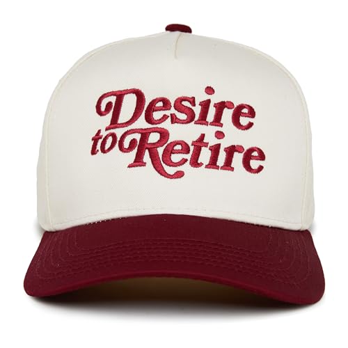 Funky Junque Vintage Canvas Snapback Hat - Adjustable 2 Tone Cap for Men Women - Put It On My, Cowboy, Girl Dad, Funny - color: Desire to Retire - Burgundy/Beige