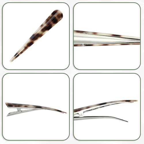 VOCOSTE 2 Pcs Long Metal Duckbill Hair Clips - Large Crocodile Clips for Thick & Thin Hair, 5.31"x0.83"x1.18", Coffee, Light Coffee