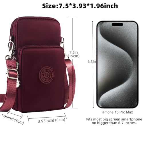 JANKS Small Crossbody Bags for Women Mini Cell Phone Purses Handbag Shoulder Bag - color: 010 Wine Red