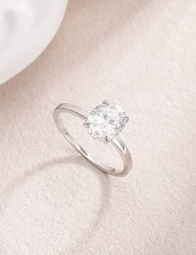 EAMTI 3CT 925 Sterling Silver Engagement Rings Oval Cut Solitaire Cubic Zirconia CZ Wedding Promise Rings for Her Wedding Bands for Women Size 3-11 - color: Brass-Silver