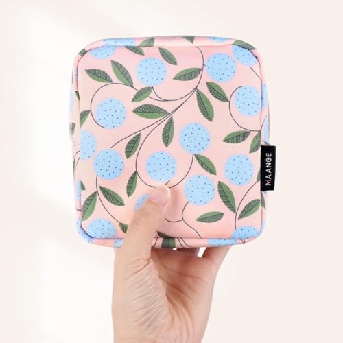 MAANGE Small Makeup Bag for Purse, Portable Cosmetic Bag, Mini Makeup Bag with Slip-in Pockets, Cute Make Up Bag, Pouches for Purse Women (Pink Plants) - color: 1 Piece-Mini