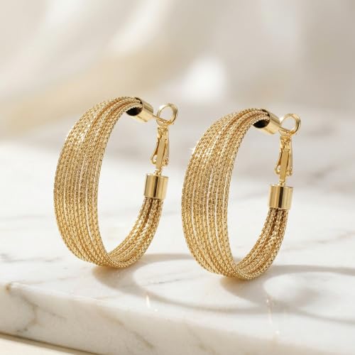 4 Pair Small Gold Hoop Earrings for Women Sensitive Ears - Hypoallergenic 14k Real Gold Plated Hoops Zirconia Cartilage Huggie Earrings Set Helix Piercing Earring Gold Jewelry for Women Gift - color: 1951 Hoop Gold