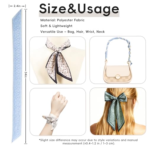 ZXZH 6 Pack Fashion Scarves for Women, Versatile Boho Head Scarf, Satin Scarf for Hair, Neck, Wrist, and Purse Accessories - color: Classic Paisley