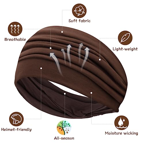 S&N Remille Wide Headbands for Women, Large Hairband, Elastic Non-Slip Headband Twist Knotted Accessories, Yoga Workout Vintage Hair 3 Pack (Colour-7) - color: Colour-7