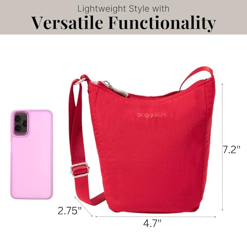 Baggallini Swift Mini Crossbody Bag for Women - 4.5x7 Small Travel Purse with Crossbody Strap and RFID - color: B- Lite Scarlet Red