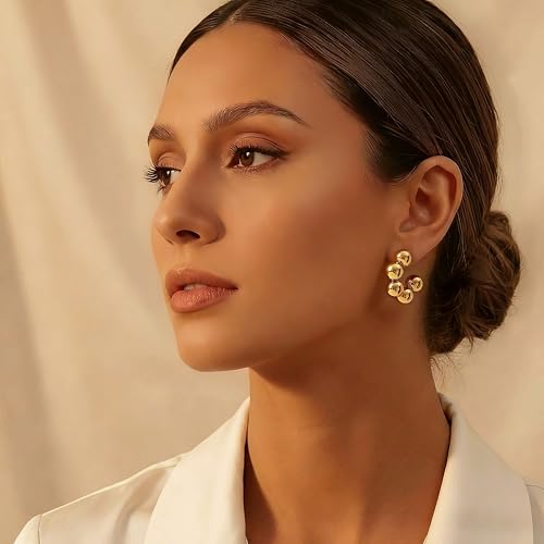 16 Pairs Starfish Chunky Gold Hoop Earrings Set for Women, Beach Shell Style Stack Statement Earrings, Hypoallergenic Lightweight Gold Plated Trendy Summer Jewelry Gift - color: gold-pearl