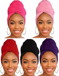 Head Wraps for Black Women, Breathable Headwrap Soft Long Hair Wraps Wide Headscarves for Locs Braids - color: 5pcs-(black,purple,wine Red,rose Red,light Pink)