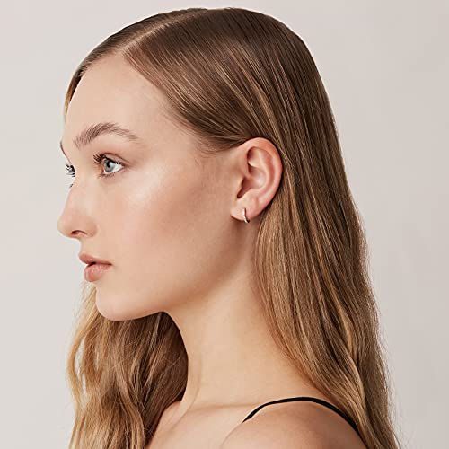 PAVOI Small Gold Hoop Earrings for Women - 14K Gold Plated Huggie Earring | Hypoallergenic Earring Set - Dainty Huggie Hoops with 925 Sterling Silver Posts - Cartilage Hoop Earrings - color: 18K White Gold Vermeil