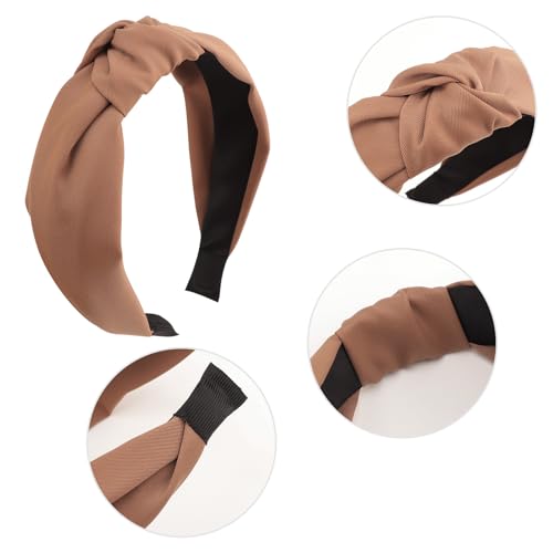DRESHOW Women's Headbands, 4 Pcs Knotted Non Slip Fashion Hairbands for Girls, Solid Boho Wide Top Knot Hair Hoops Hair Accessories - color: 4 Pcs: Burgundy, Coffee, Beige, Black