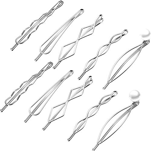 10 Pieces Metal Hair Clips Geometric Barrettes for Women Girls Hair Styling Pins Minimalist Decorative Wedding Dainty Accessories Headwear (Silver) - color: Silver