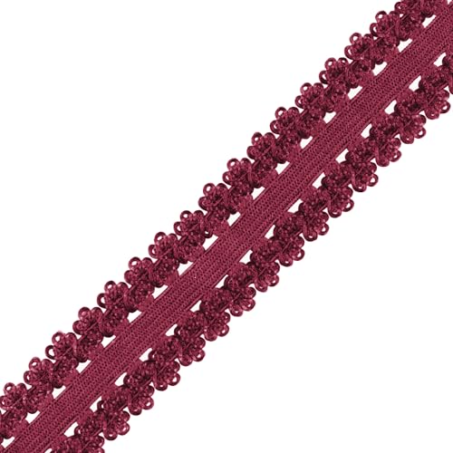 Mandala Crafts Maroon Stretch Lace Soft Elastic Trim Roll - 55 Yards 1 Inch Wide Stretchy Frilly Picot Ribbon for Sewing Lingerie, Headbands, Underwear, and Crafts - color: Maroon