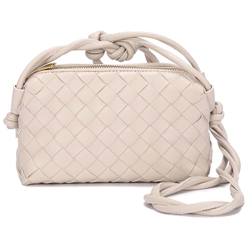 ZEDIUH Woven Bag for Women Crossbody Shoulderbag, Small Vegan Leather Purse - color: Beige
