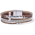 Boho Leather Wrap Bracelets Beaded Stackable Cuff Bracelet Country Concert Outfits Cowboy Cowgirl Western Jewelry Gifts for Women - color: Cross-Brown