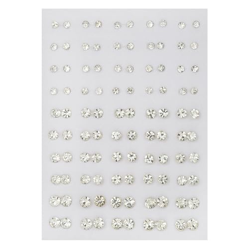 Multi-Color Stud Earrings Set for Women- Several Sizes Colors Rhinestone Faux Pearl Earrings, Daily Wear/Party Jewelry, Hypoallergenic Posts - style: 50 pairs rhinestone