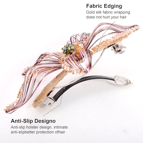 Mistofu DIY Copper Wire Metal Hand-woven High-level design Barrettes Elegant Hair Accessories, Gifts for Women Girls (yellow-a) - color: yellow-a