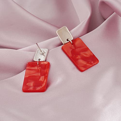 Vintage Chunky Statement Jewelry Set Retro Leaf Floral Geometric Bohemian Boho Bib Necklace Earring Set Fashion Costume Jewelry for Women Girls Wedding Party Prom Unique Gift - style: rectangle-red