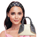 Sumolux Head Hair Scarf for Women Neck Purse Bag Handbags Scarf Like Silk - color: Blue Khaki Circle
