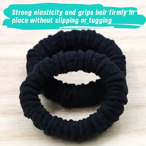 Youxuan No Damage Soft Polyester Hair Ties, No Tug Scrunchies Hair Bands with Strong Elasticity – Black - color: Black