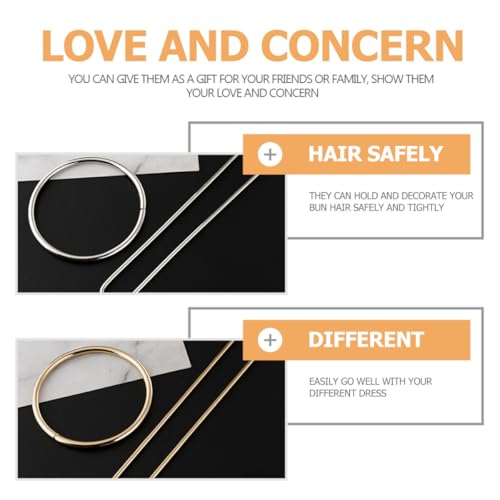 UKCOCO 4 Sets U-shaped Metal Hair Fork Hairpin for Women Smooth Double-prong Hair Stick Bun Holder Gold and Silver Styling