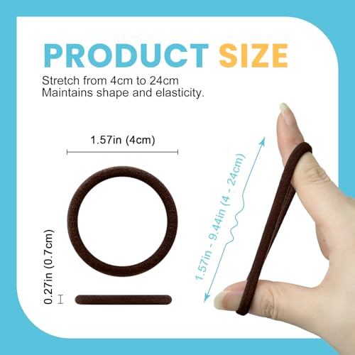 HOYOLS Soft Seamless Hair Ties, Dark Brown Stretch Elastic Ponytail Holders Bands for Women Thick Hair No Slip and Pull No Damage Scrunchies Headbands 100 Pcs (Espresso) - color: Espresso