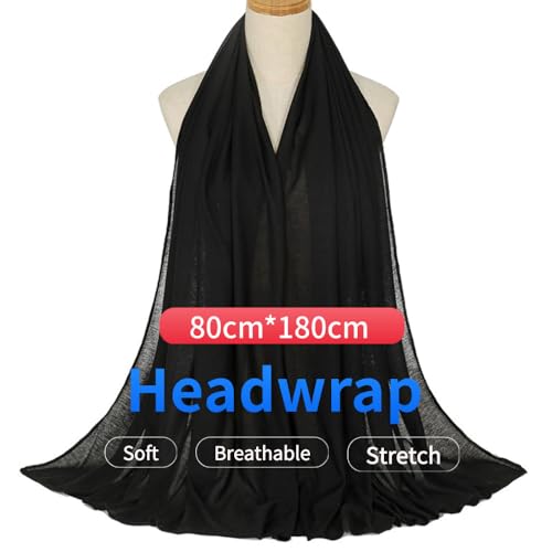 Harewom Head Wraps for Black Women Stretch Head Scarf Long African Hair Wraps Turban Headwraps Jersey Headbands - color: 1pcs -Black