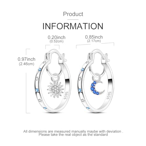 Parmuz 925 Sterling Silver Earrings Hoops for Women Ladies Simple Lightweight Twisted Medium Hoop Earrings With Cubic Zirconia Hypoallergenic Jewelry for Her - color: royal blue