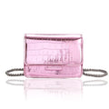 Small Crossbody Purse Bag for Women，Y2K Cute Metallic Croc-Embossed Handbag with Chain Strap - color: Mini Pink