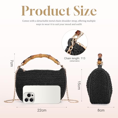 GOKTOW Straw Clutch Purses for Women Small Summer Handbag Woven Beach Hobo Tote Bags Vacation Crossbody Bag 2026 - color: Black