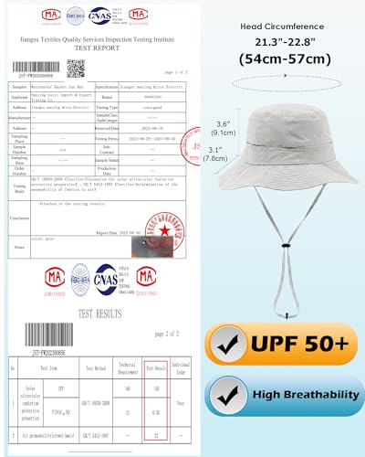 Womens Ponytail Sun Hat Packable UPF50+ Waterproof Bucket Hat Hiking Fishing Safari Hat Foldable Beach Hat - color: Griege